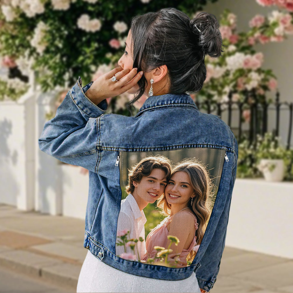 Custom Denim Jacket with Personalized Photo Jean Jacket Gift for Women